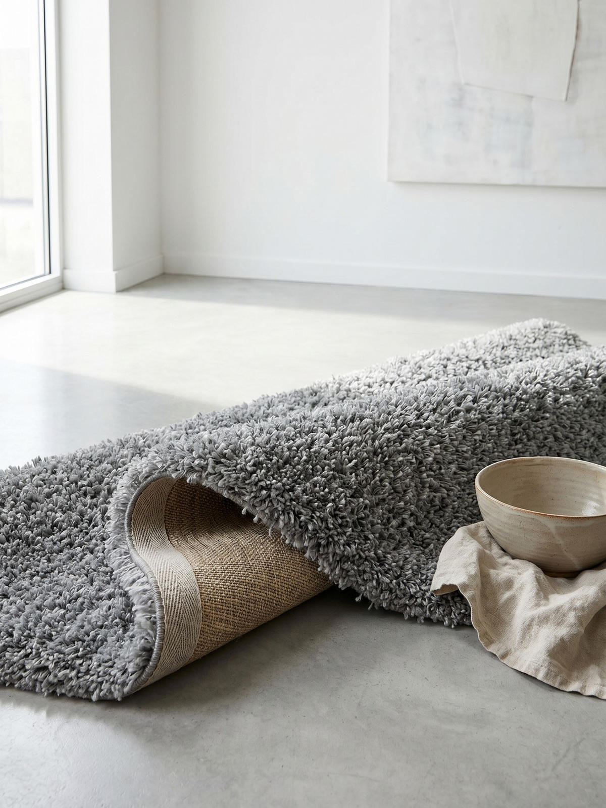 TEPPICH Wohnzimmer Hochflor Einfarbig Weich Flauschig Waschbar Rund Hellgrau 120x120 cm – SALZACH - Grau, Textil (120/120cm) - KADIMA DESIGN