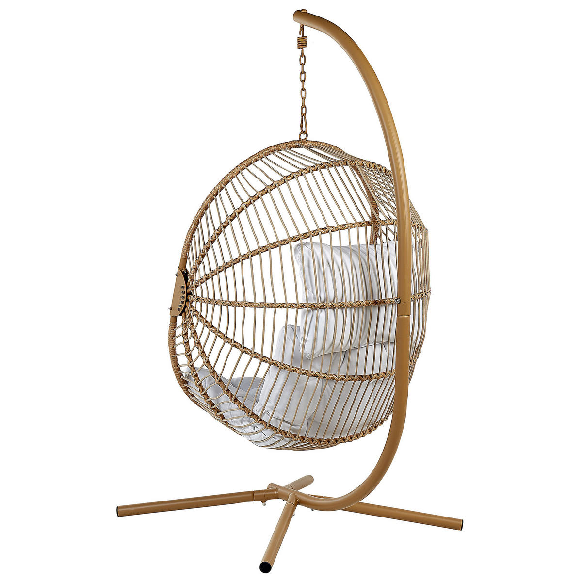 HÄNGESESSEL mit beigem PE Rattangestell Acri - Beige, Kunststoff (98/197/120cm) - Beliani