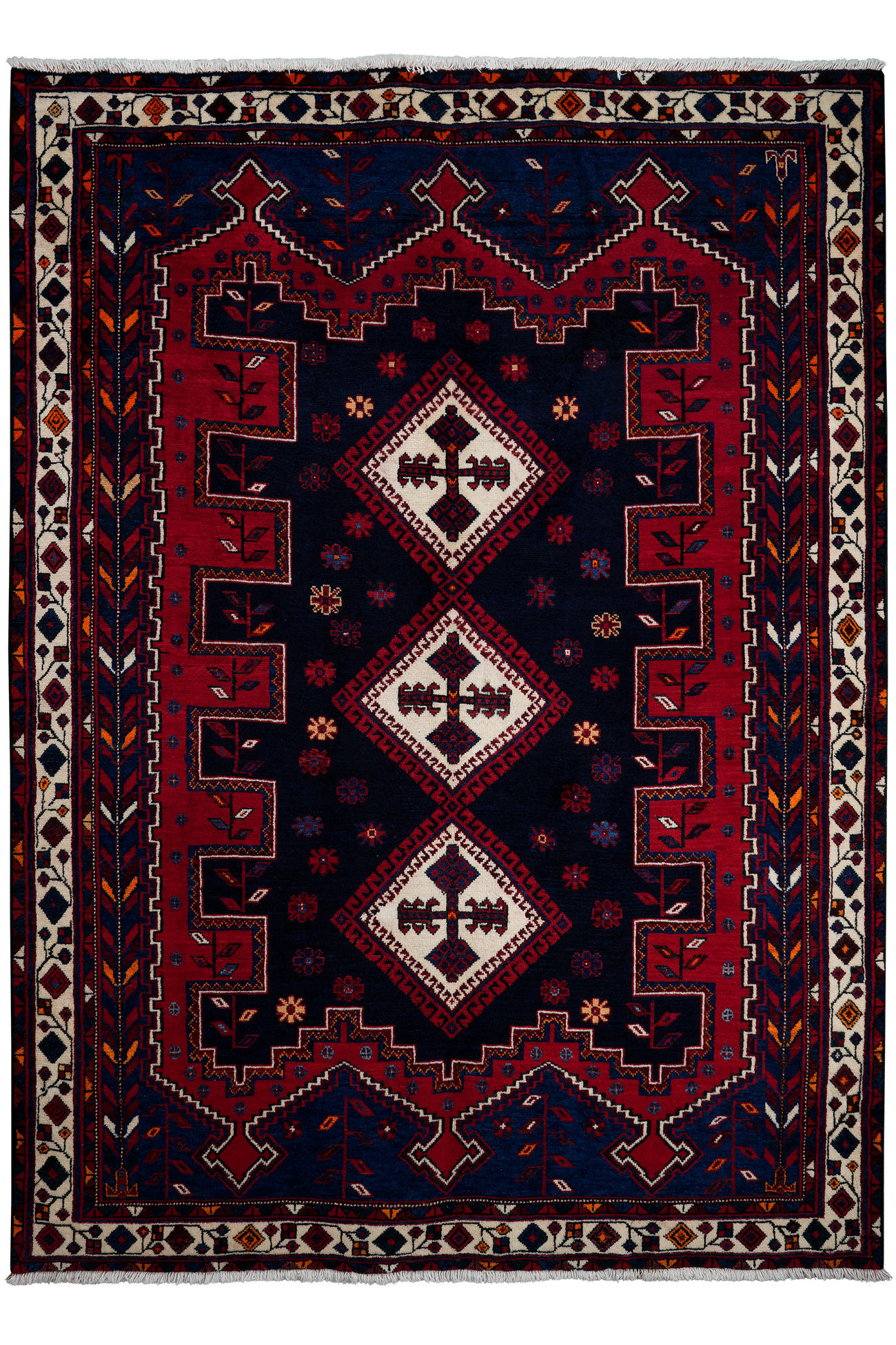 TEPPICH Afshar Rot 228/165 cm Schurwolle - Rot, Textil (165/228cm) - Looma