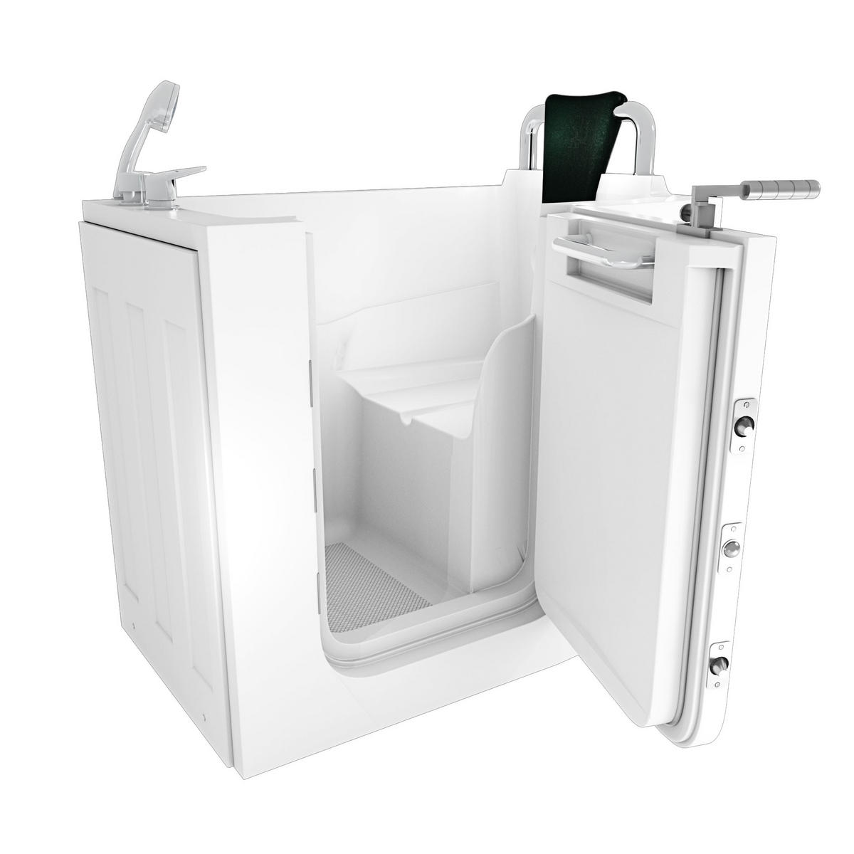 SITZBADEWANNE Senioren Sitzwanne mit Tür S08-C-R 110x68cm - Weiß, Glas/Kunststoff (68/114/110cm) - AcquaVapore by Sandra Jentho