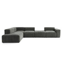 5-SITZER modulares Ecksofa HEAVEN SET 5 Links, Breite 380 cm Webstoff Dunkelgrau - Dunkelgrau/Schwarz, Holz/Kunststoff (380/245cm) - Muffo