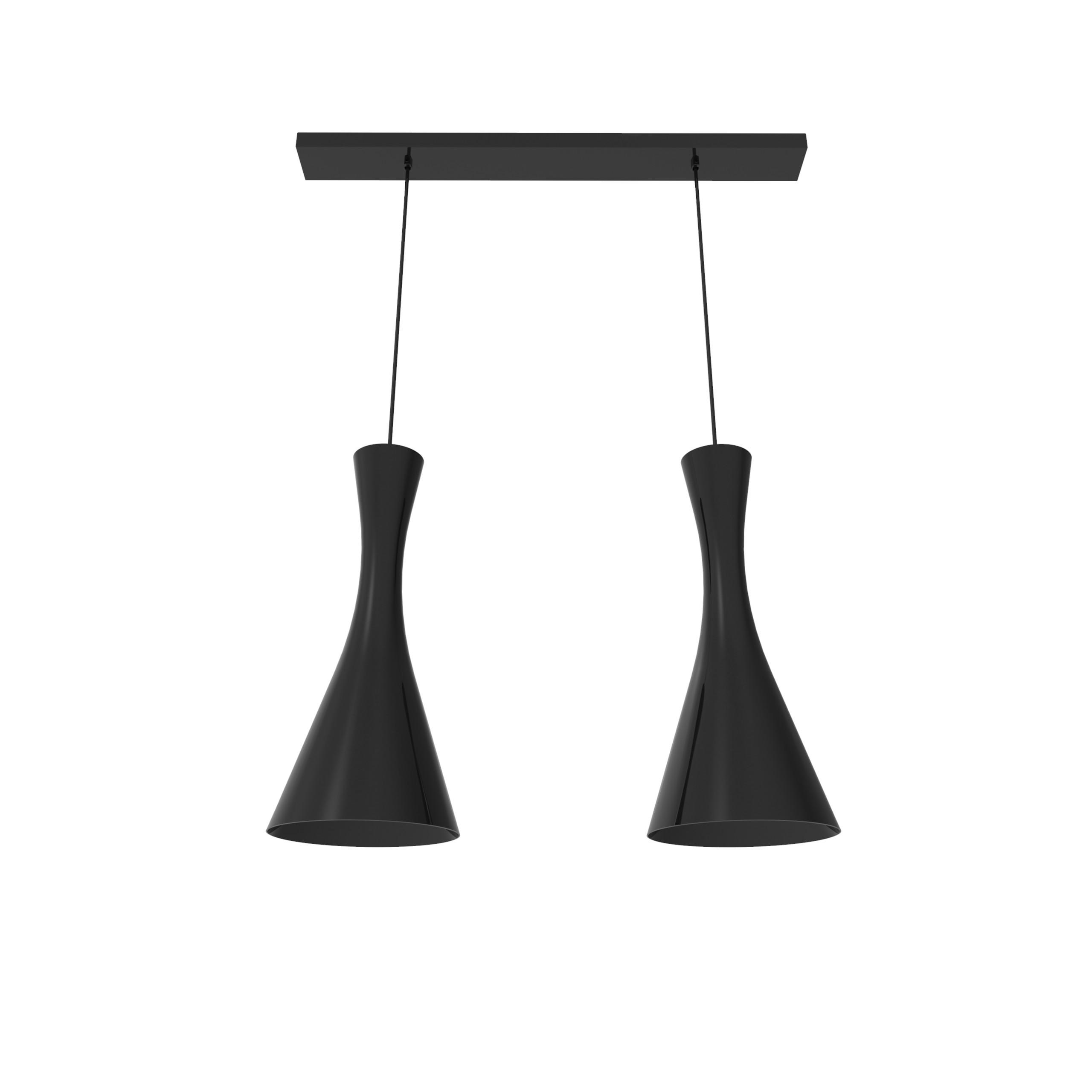 Lumicom Hängeleuchte Schwarz Hochglanz 70x120x20 cm