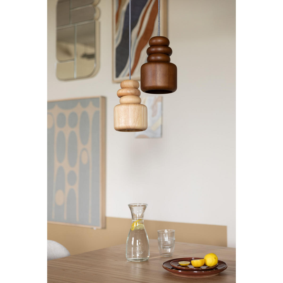 PENDELLEUCHTE Dicky Walnuss - Braun, Holz (14/14/152cm) - Zuiver