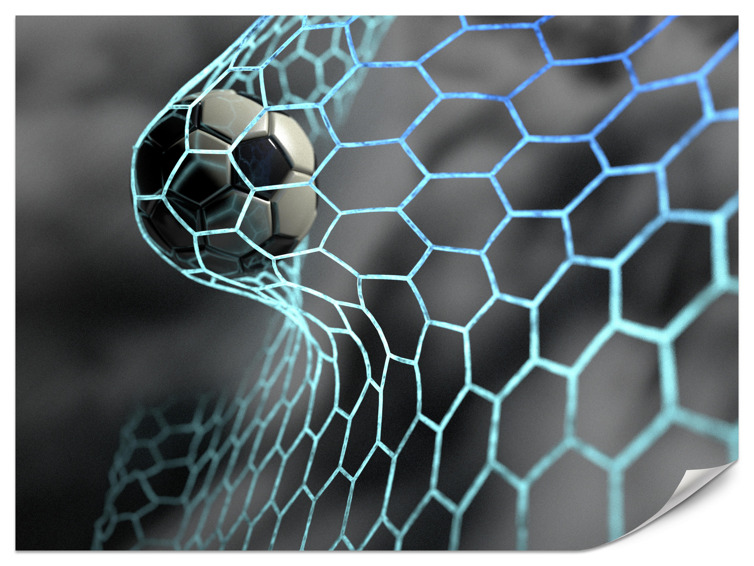 FOTOTAPETE für Jugendzimmer Fußball im Tor Ziel Sport Ball 250x175 - Schwarz/Weiß, Papier (250/175cm) - Muralo