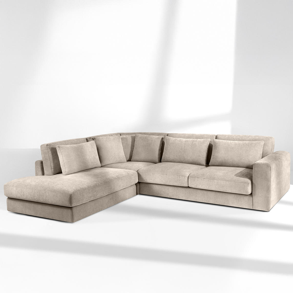ECKSOFA links VERUS - Creme, Holz/Holzwerkstoff (297/248cm) - KONSIMO®