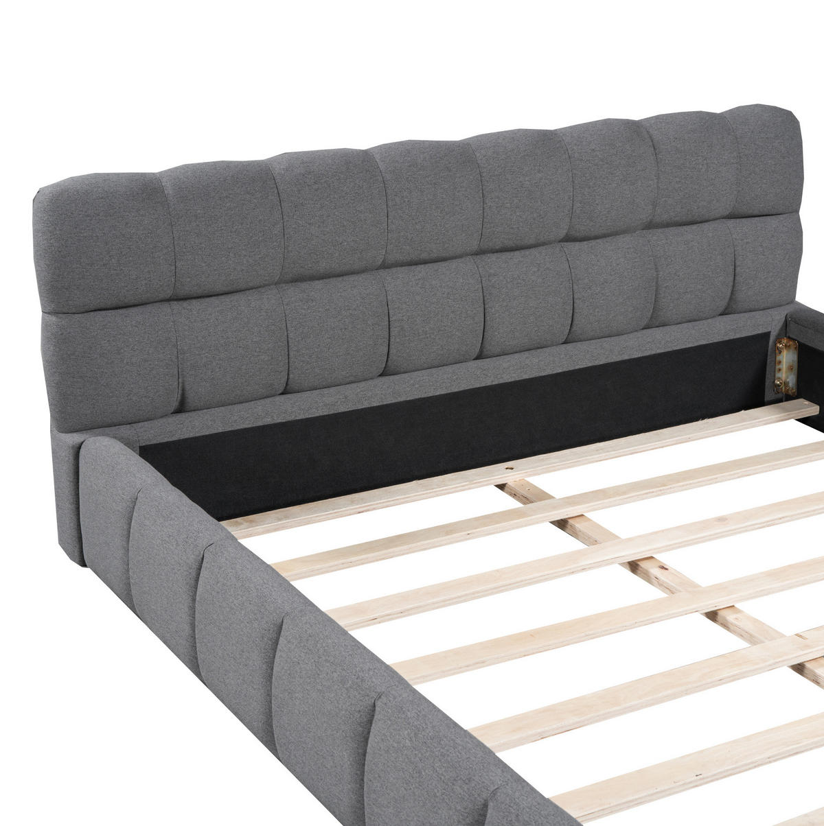 POLSTERBETT 140/190 cm mit Rückenlehne in Grau, Doppelbett mit Lattenrost - Grau, Textil (140/190cm) - OKWISH