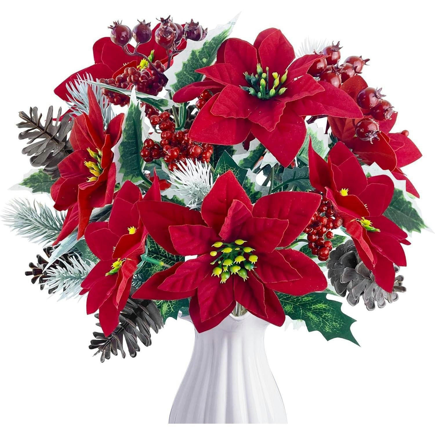 KÜNSTLICHE Weihnachtssterne 4-teiliges Set 31 cm - Rot, Textil (6cm)