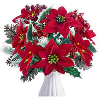 KÜNSTLICHE Weihnachtssterne 4-teiliges Set 31 cm - Rot, Textil (6cm)