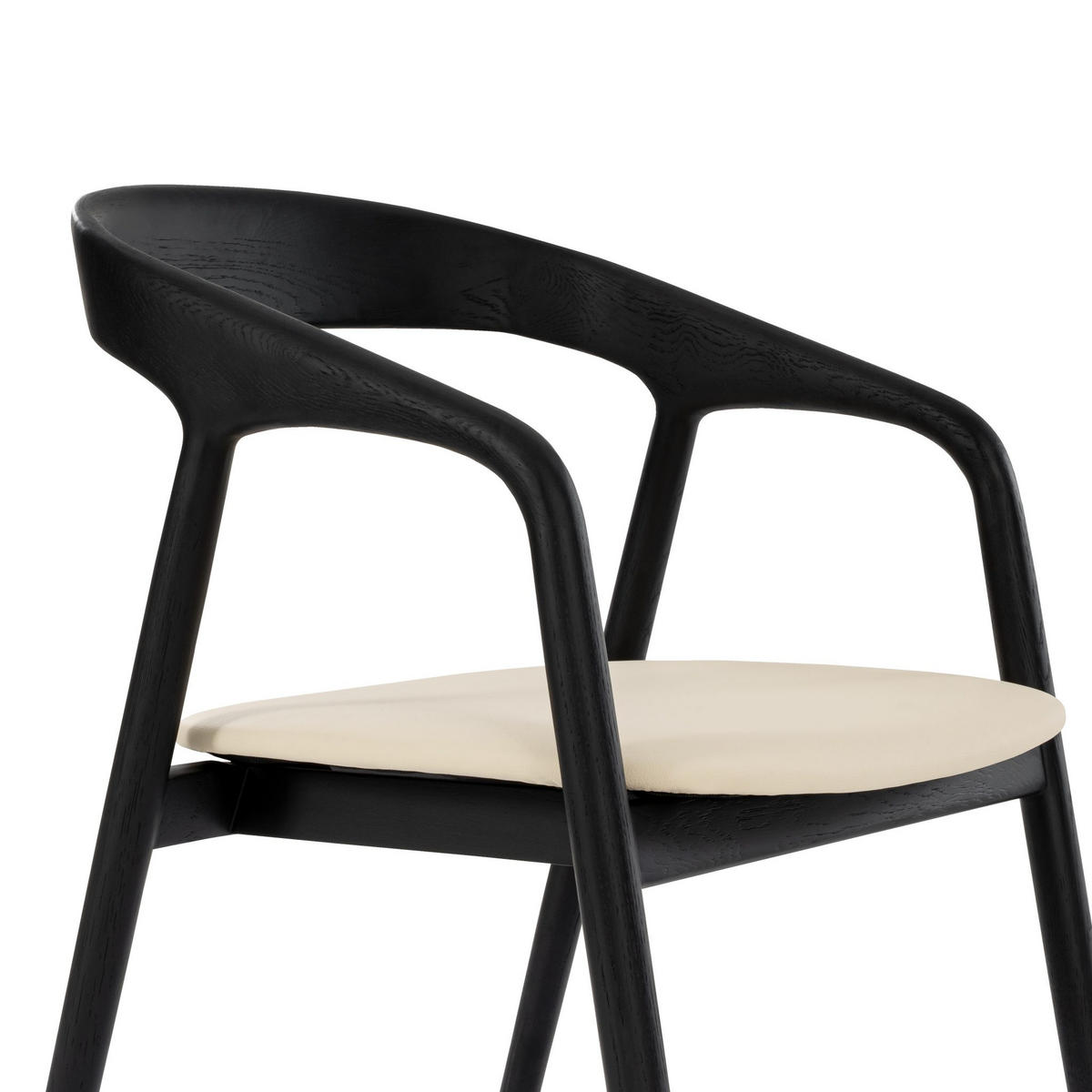 ESSZIMMERSTUHL Celeste, Schwarzes Eichenholz + beiger Stoff - Beige/Schwarz, Holz (55/80/61.5cm) - WOODEK
