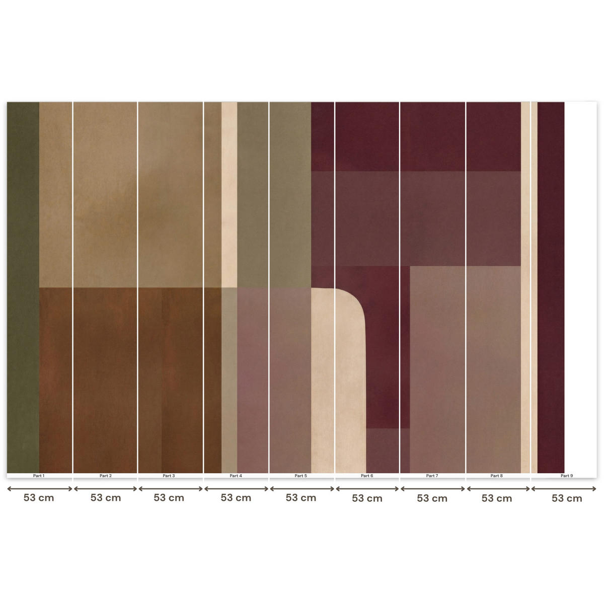TAPETE - Unis - Abstrakt - Bordeaux - Linien - 450x300 cm - Multicolor, Papier (450/300cm) - OnlyWow