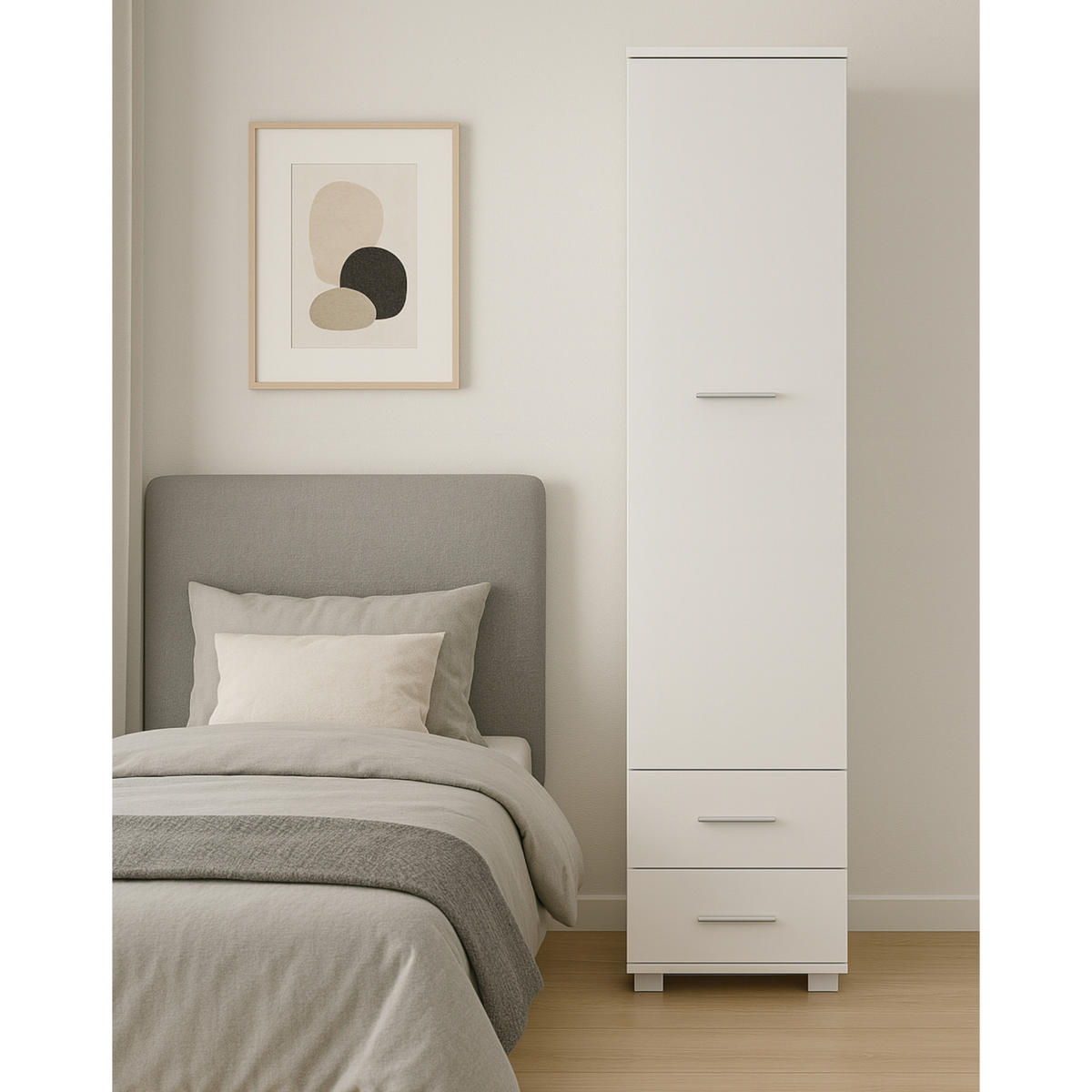 HOCHSCHRANK FAUSKE SZF3-1D2S Schubladen Weiß - Silberfarben/Weiß, Holzwerkstoff/Kunststoff (40/180/36cm) - Komodee