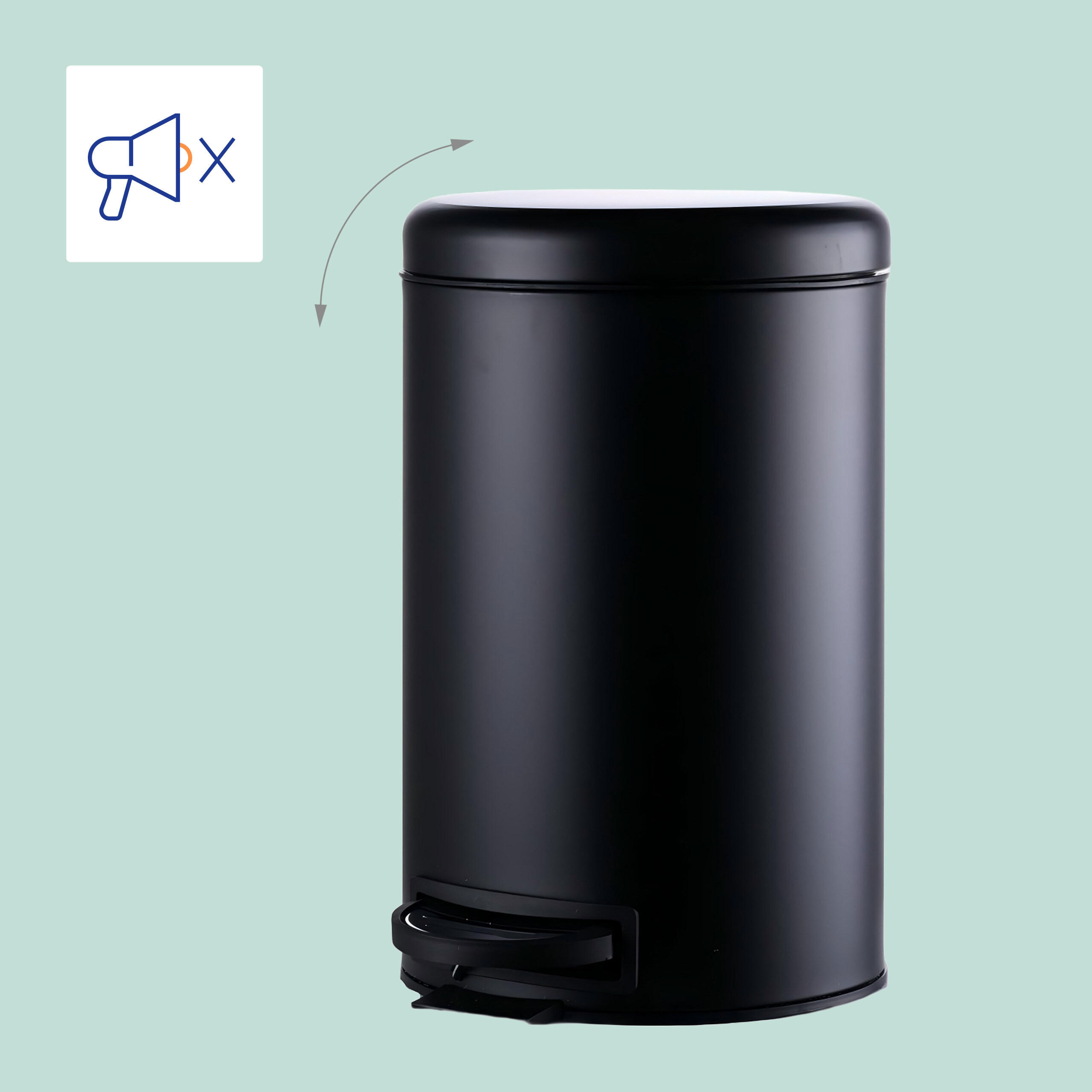 MÜLLEIMER - Schwarz, Kunststoff/Metall (25.5/39/33cm) - Relaxdays