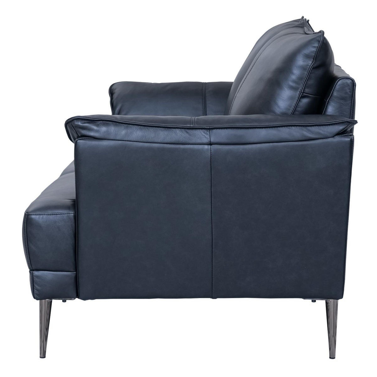 ZWEISITZER-SOFA Echtleder Schwarz - Schwarz, Leder/Metall (160/88/90cm) - Furnhouse