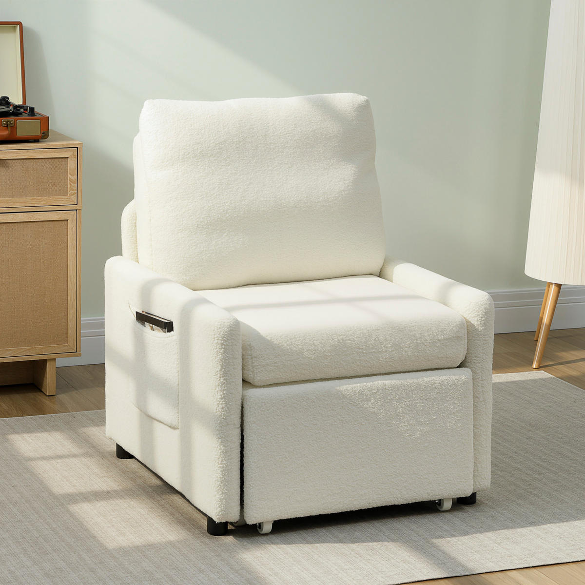 SCHLAFSESSEL DE-14634 mit verstecktem Stauraum und breiter Sitzfläche Creme - Creme, Textil (72/91/85.5cm) - ComfortXL