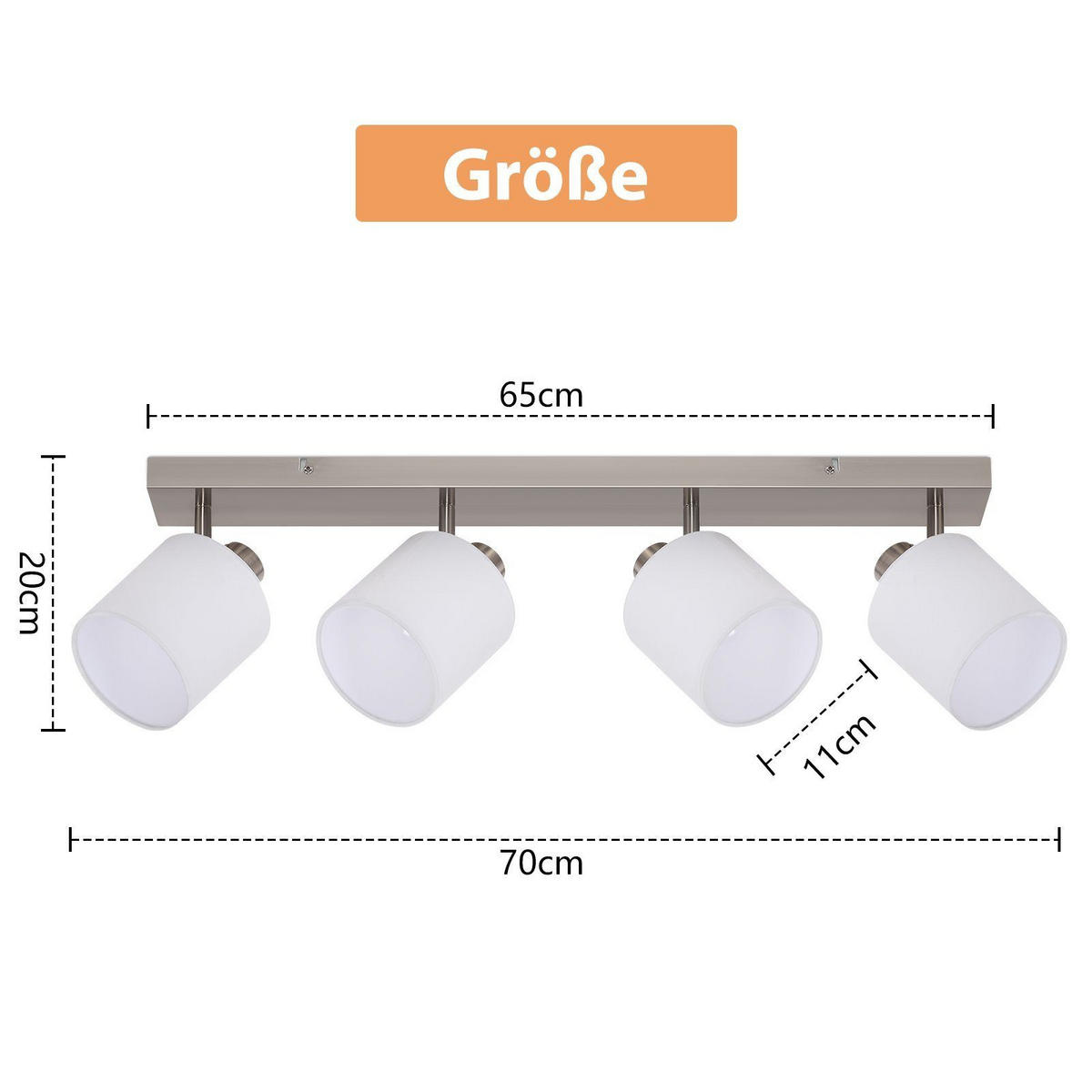 DECKENSTRAHLER 16/13/67.5cm Sand Nickel Farbe 1 Flamme - Silberfarben, Metall (16/13/67.5cm) - ZMH