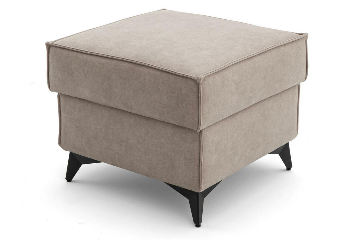 POUF PURE 55 x 55 cm Velours Creme - Creme/Schwarz, Holz/Textil (55/45/55cm) - Muffo