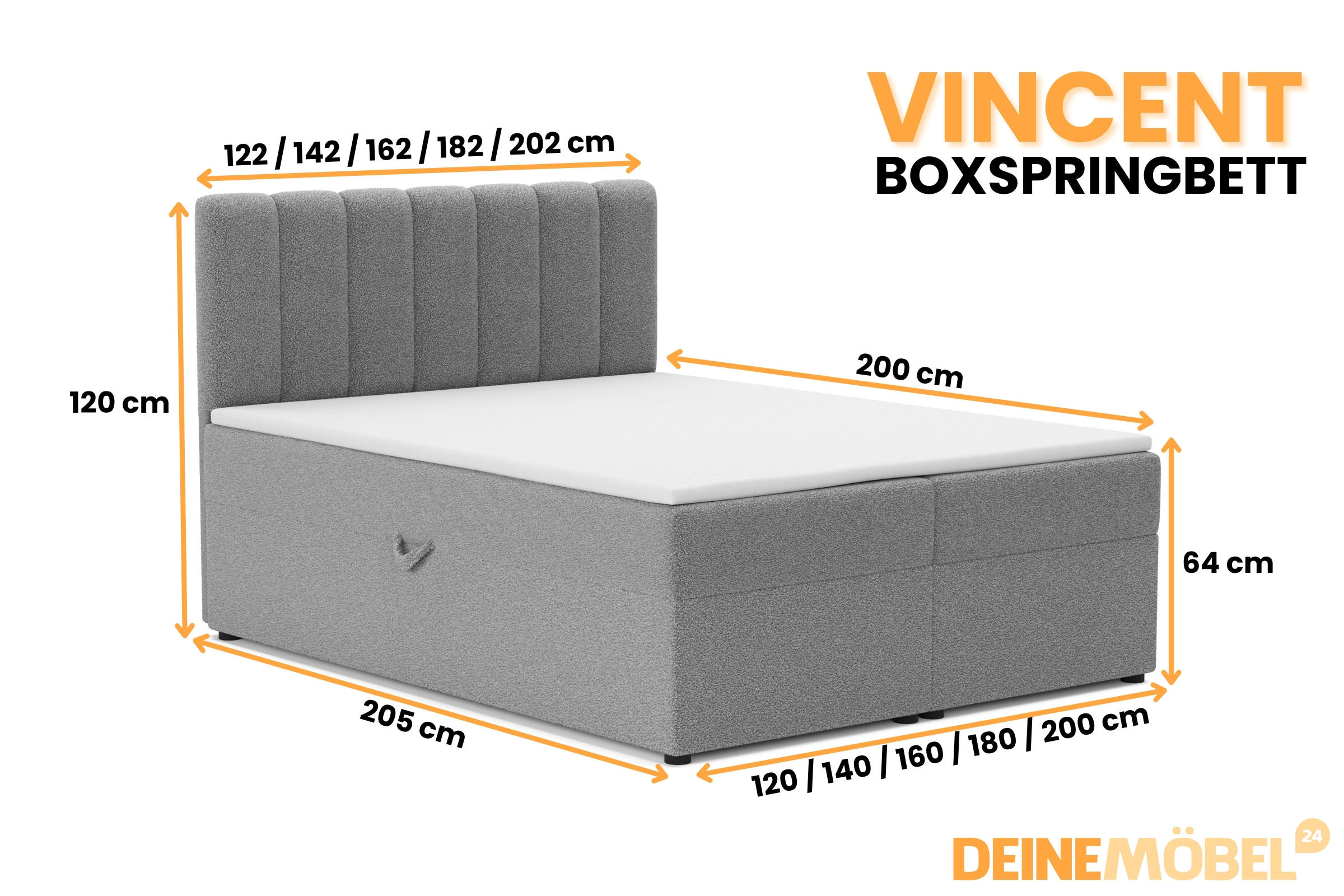 Thumbnail - Deine Möbel 24 Boxbett, Grau, Holz, Holzwerkstoff, Textil, H4, 160x200 cm, Schlafzimmer, Betten, Boxspringbetten