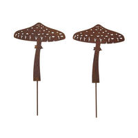 GARTENSTECKER Metall – 2er-Set Pilze Gartendeko in Rostoptik - Rostfarben, Metall (27cm) - Homescapes