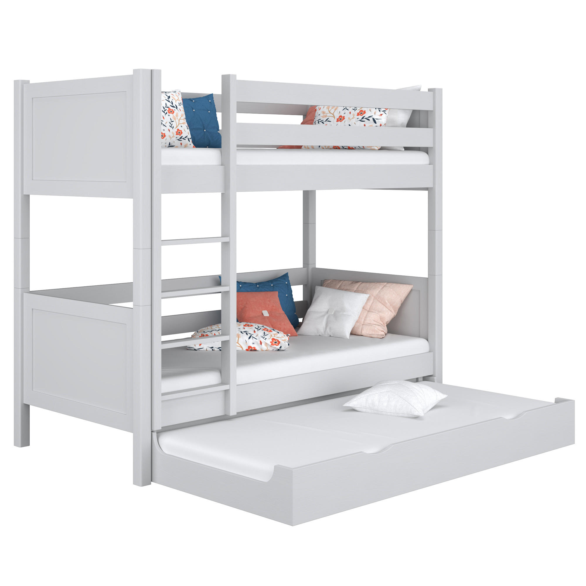 ETAGENBETT N02 mit Matratzenschublade Grau 90/180 - Grau, Naturmaterialien/Holz (90/180cm) - N-Wood