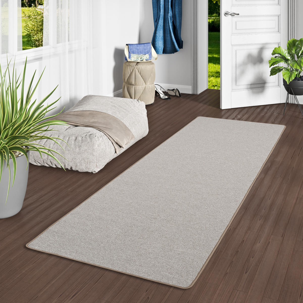FEINSCHLINGEN VELOUR LÄUFER TEPPICH STRONG - Taupe, Textil (80/240cm) - Snapstyle