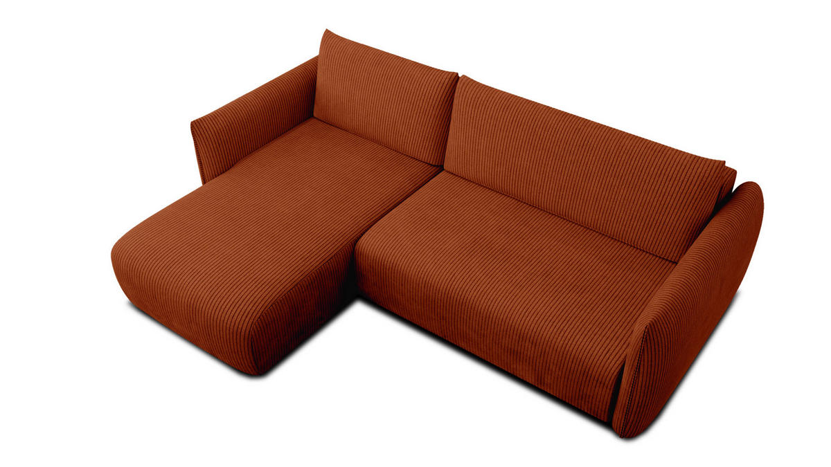 ECKSOFA TAUER 3-Sitzer rechts, orange - Schwarz/Orange, Holz/Textil (248/173cm) - Courtois Laville