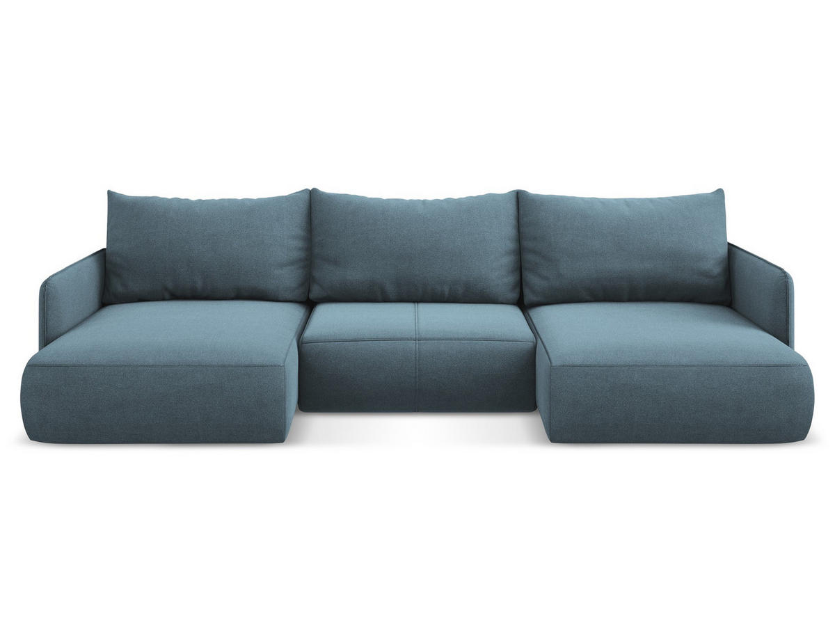 WOHNLANDSCHAFT Strukturstoff Stoff Blau - Blau/Schwarz, Kunststoff/Textil (290/86/148cm) - Makamii