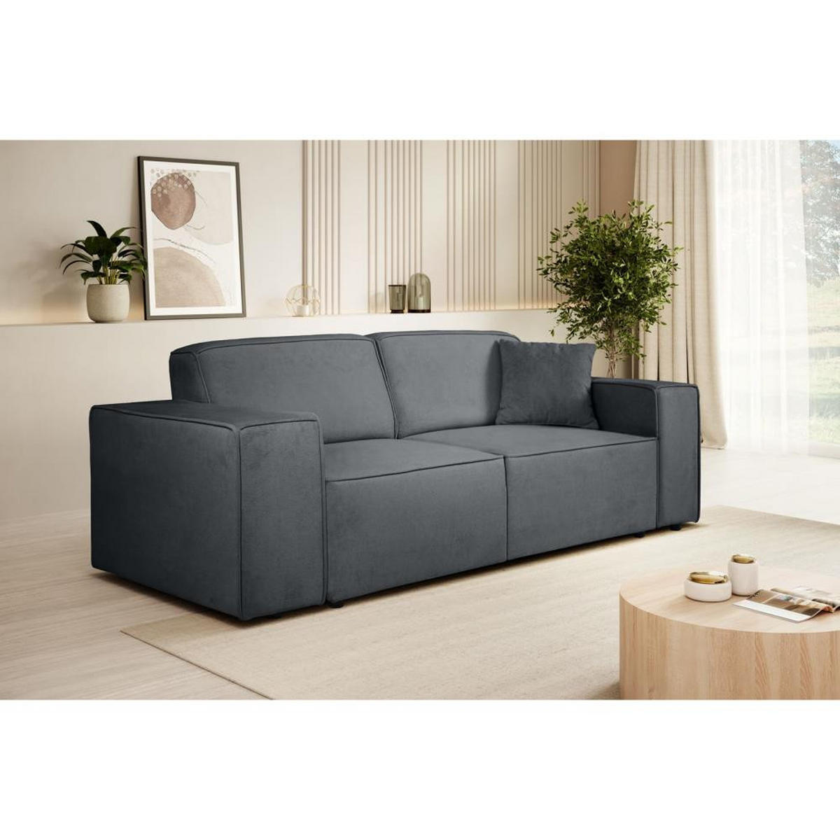 3-SITZER SOFA Pedro ohne Schlaffunktion dunkelgrau - Dunkelgrau/Schwarz, Textil (215/75/88cm) - Beautysofa