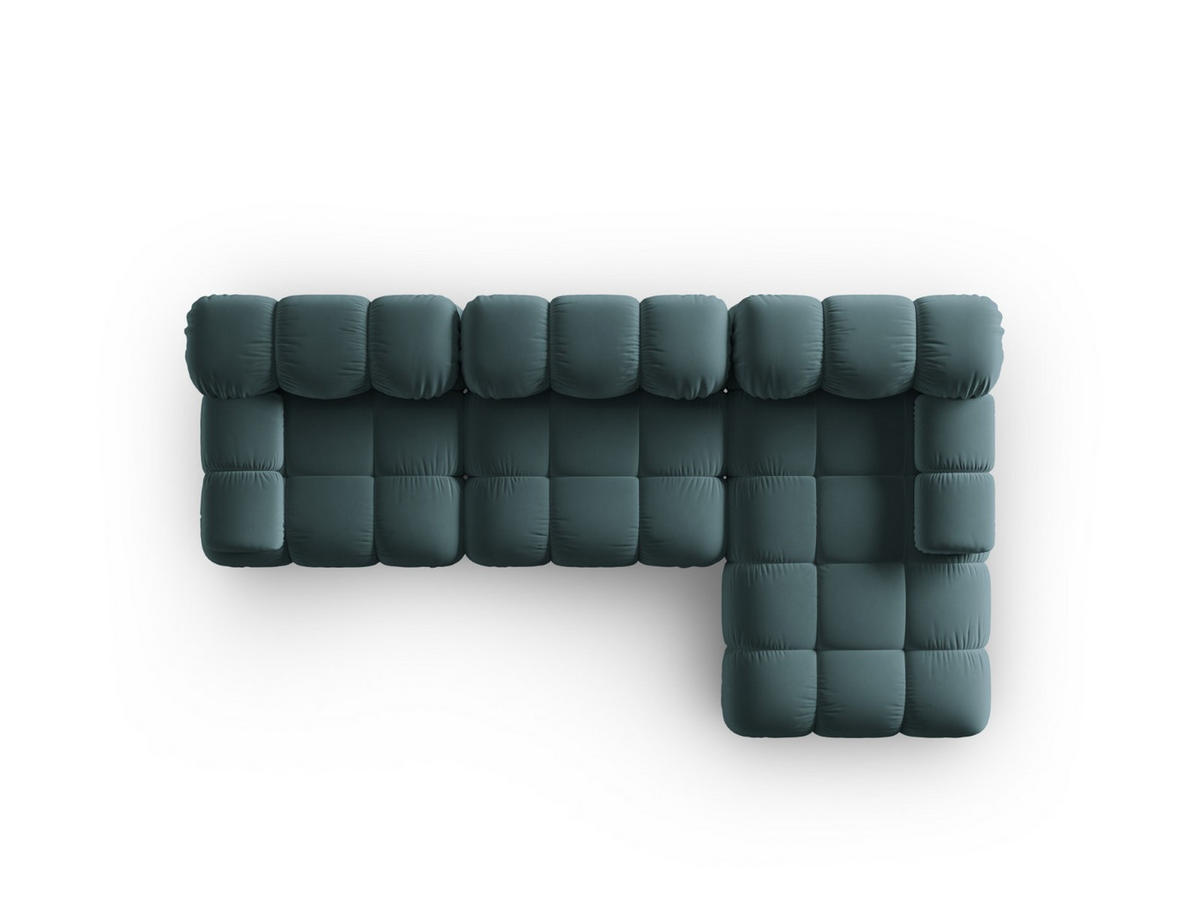 MODULARES-ECKSOFA rechts Bellis aus Samt petrol 4 Sitzplätze - Petrol, Textil (122/285cm) - Micadoni