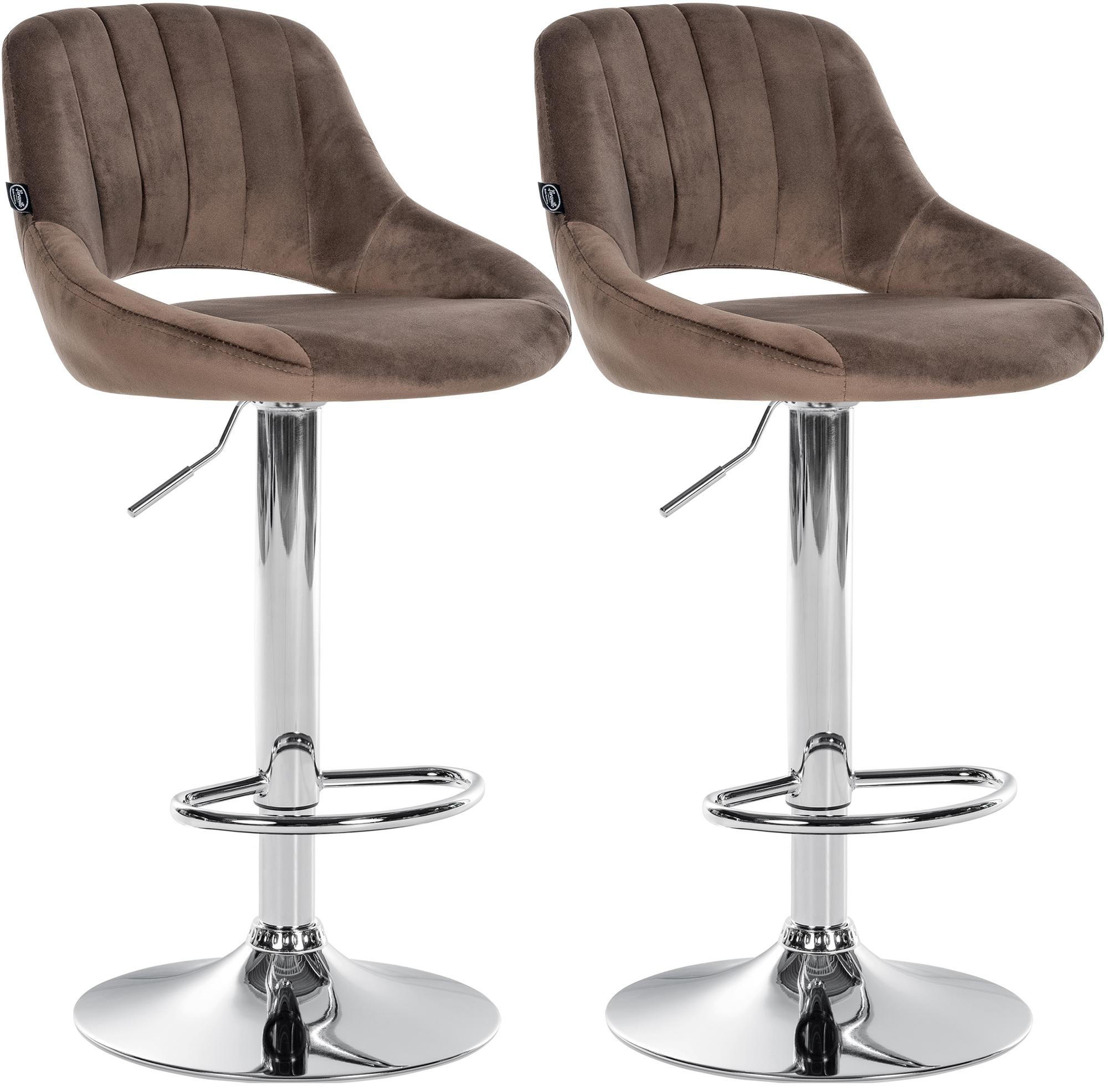 BARHOCKER 2 Samt Braun - Chromfarben/Braun, Textil (47/85/48cm) - CLP