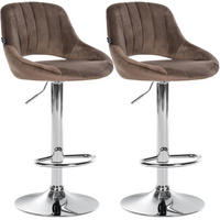 BARHOCKER 2 Samt Braun - Chromfarben/Braun, Textil (47/85/48cm) - CLP