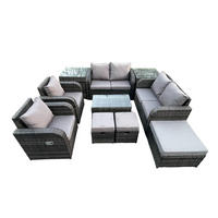 GARTENLOUNGE-SET Polyrattan Dunkelgrau 9-Sitzer - Dunkelgrau, Metall - Fimous