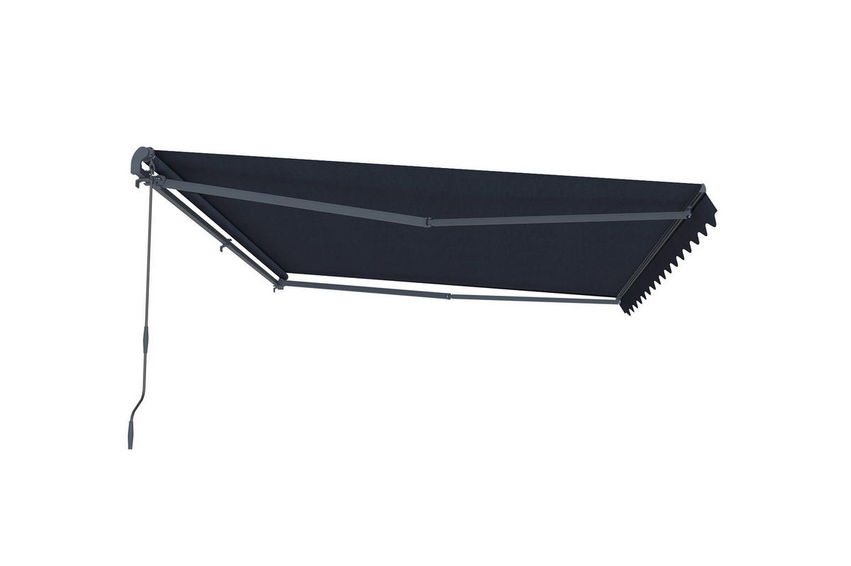 EINTEILIGE MARKISE Vecchio Grau 4m x 3m - Premium-Leinwand 320g/m² - Grau, Metall (395/270/300cm) - Cazeboo