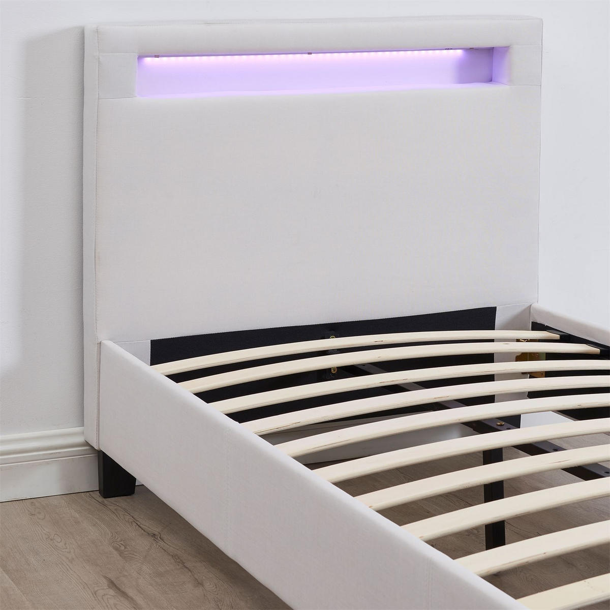 POLSTERBETT MIT LED HIMALAYA 90x200 cm weiß - Weiß, Textil (90/200cm) - CARO-Möbel