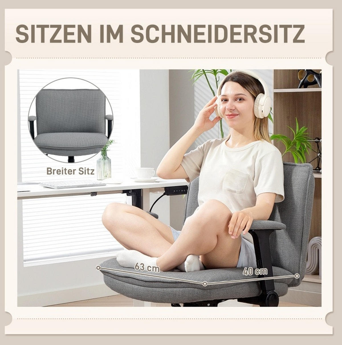 BÜROSTUHL mit klappbaren Armlehnen höhenverstellbar 76 x 70 x 85-97 cm Grau - Grau, Kunststoff (70/97/76cm) - Meubliv