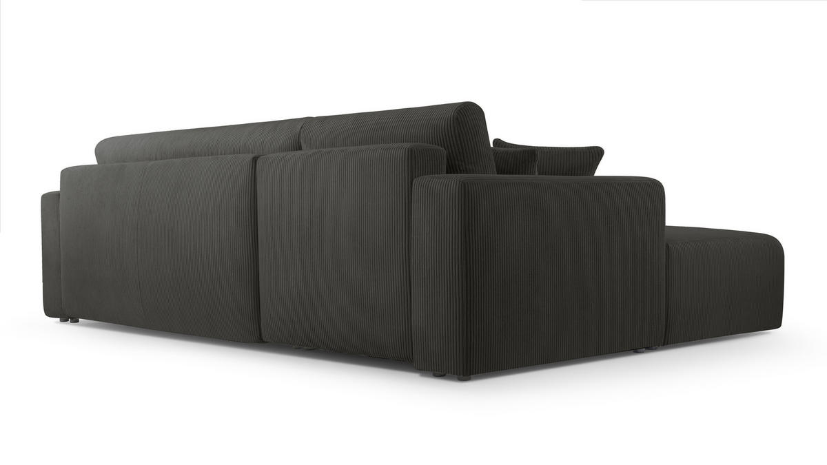 ECKSOFA L Form Catea Dunkelgrau 279/145/84 cm Links mit Schlaffunktion - Dunkelgrau/Schwarz, Kunststoff/Textil (145/279cm) - AX Living