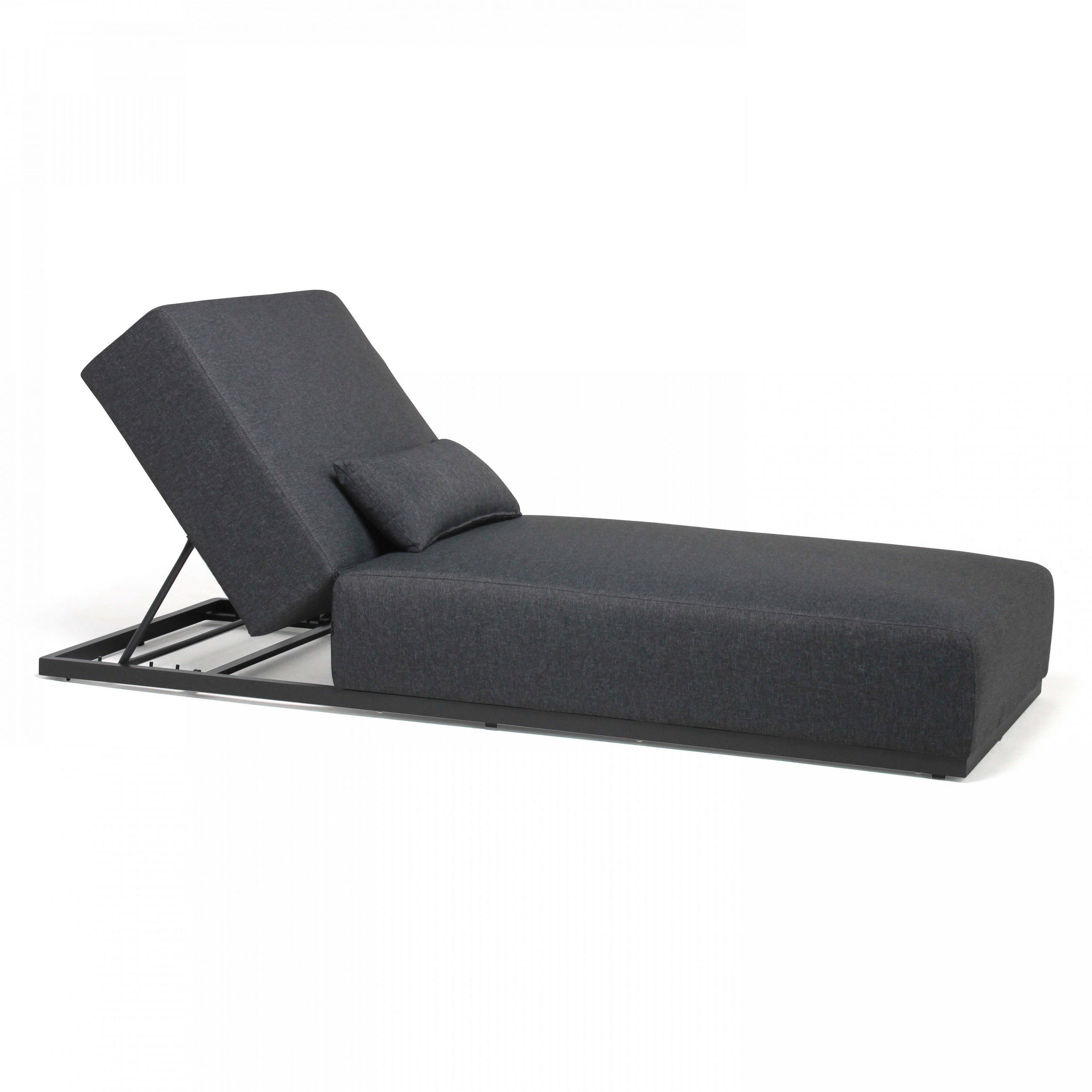 SONNENLIEGE, Schwarz - Schwarz, Metall (90/80/213cm) - Oviala
