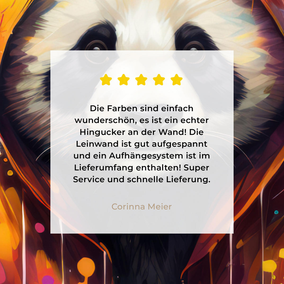 LEINWANDBILD Panda - Jacke - Graffiti - Orange 50x50 cm - Orange, Textil (50/50cm) - MuchoWow