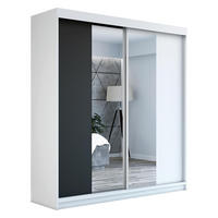 SCHWEBETÜRENSCHRANK 160 CM NEO Farbe: Weiß / schwarz / weiß - Schwarz/Weiß, Holzwerkstoff (160/215/59.5cm) - A&J MöbelLand