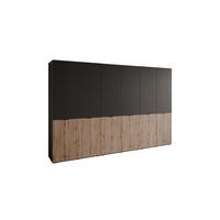KLEIDERSCHRANK SANDBOX LOFT 300 303/49/200 cm Schwarzgraphit / Schwarzgraphit + Eiche Wotan ohne LED ohne Zusatzböden - Eiche Wotan/Schwarz, Holzwerkstoff/Kunststoff (303/200/49cm) - Lookway