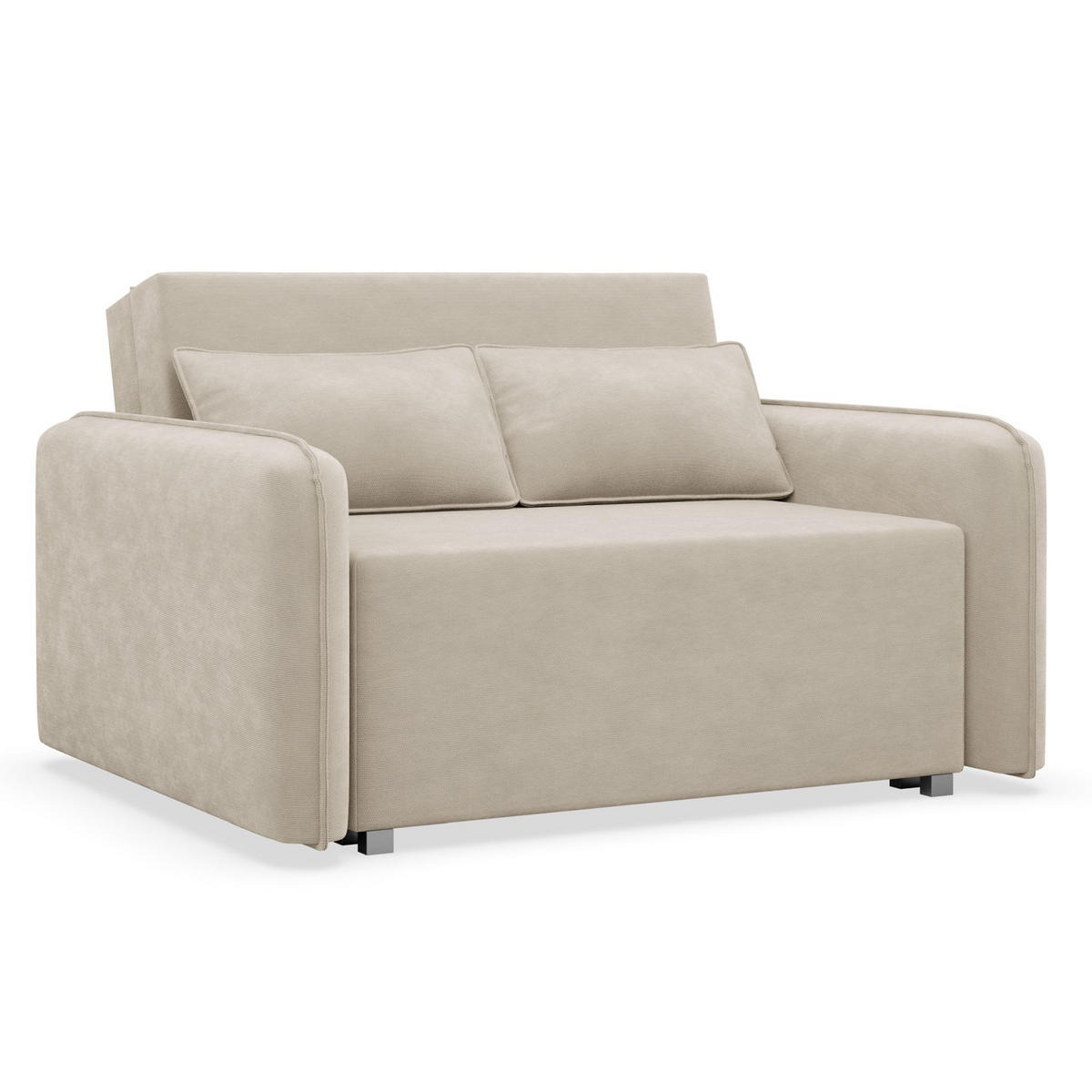 2-SITZER SCHLAFSOFA Duelia Beige, hydrophobe Chenille - Beige/Schwarz, Textil/Metall (144/85/124cm) - Selsey