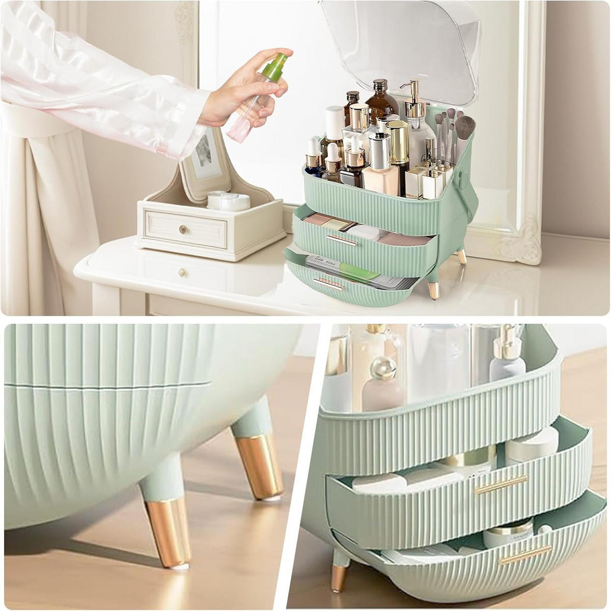 KOSMETIKORGANIZER Carpenter Ⅲ 26/16/38 cm - Hellgrün, Kunststoff (16/38/26cm) - Nettlife