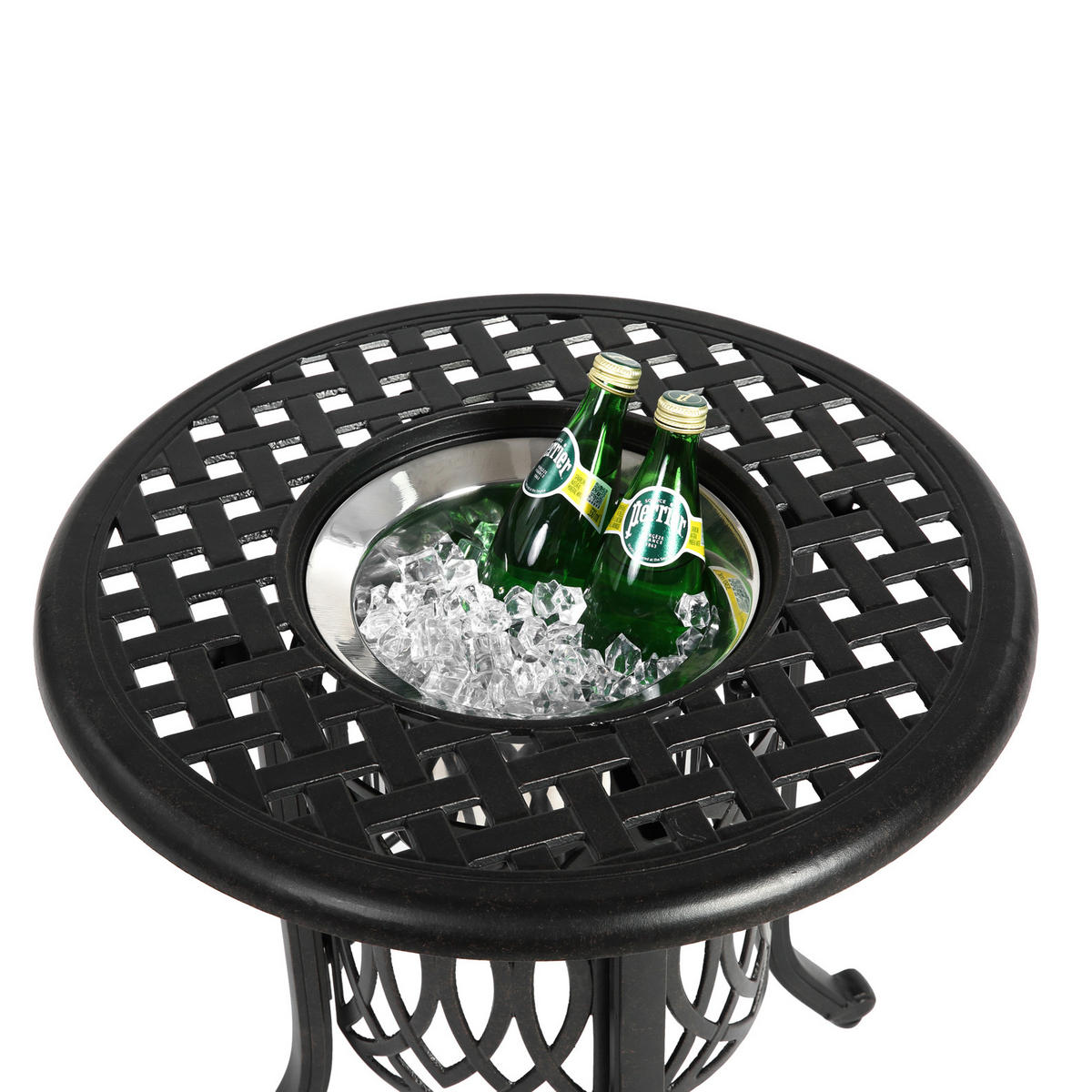 GARTEN-BISTROTISCH 55 cm Bronze Aluminium Outdoor Beistelltisch mit integriertem Eiseimer für Terrasse & Balkon - Bronzefarben, Metall (55/55/49cm) - Urban Meuble