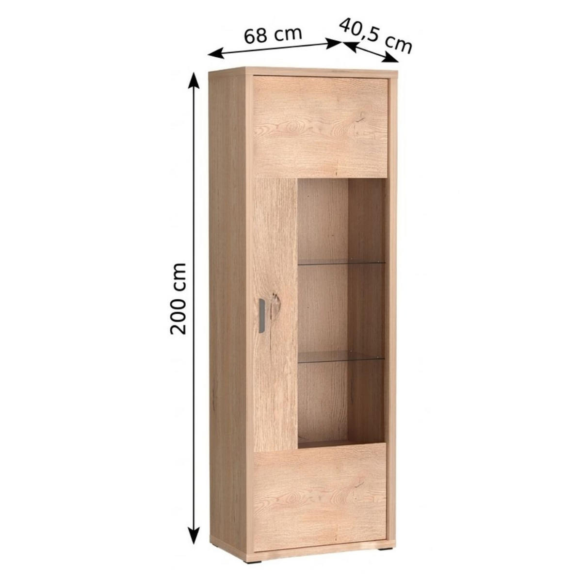 VITRINE Grande G-4 68 x 200 x 40,5 cm Eiche Cremona - Beige, Holzwerkstoff (68/200/40.5cm) - Koseto