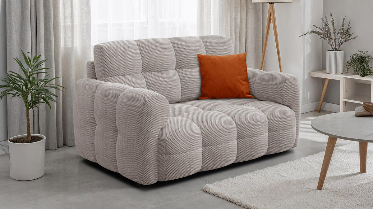 SOFA MELLOW 2-Sitzer, beige - Beige/Schwarz, Holz/Textil (153/87/98cm) - Courtois Laville