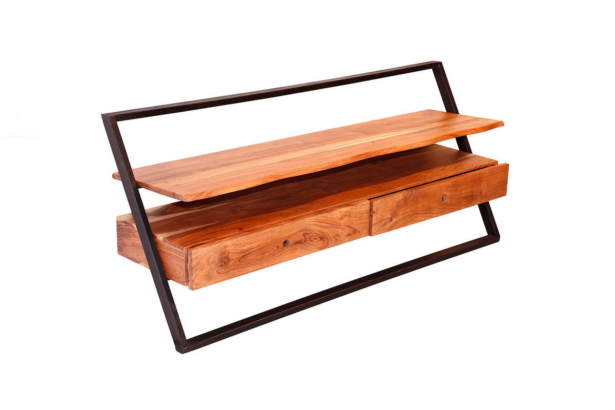 TV-BOARD VITA Braun Akazie - Schwarz/Braun, Holz/Metall (140/62/35cm) - KAWOLA