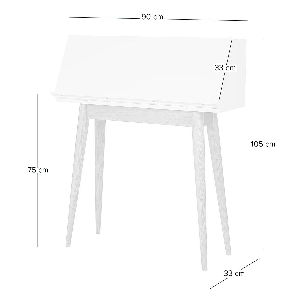 SEKRETÄR - Weiß - Eichefarben/Weiß, Holz/Holzwerkstoff (33/90/105cm) - home24