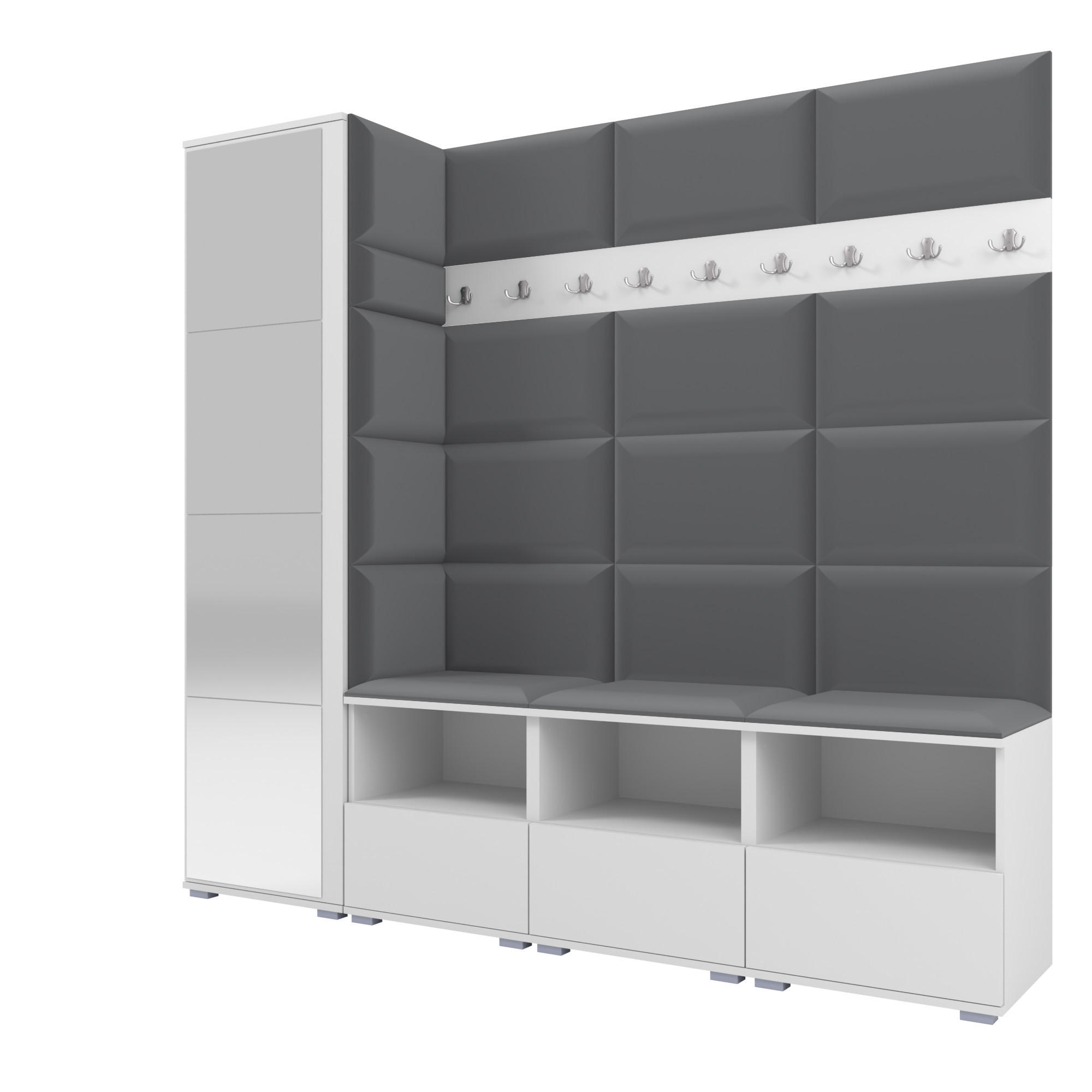 Ravio Garderobe Weiß, Dunkelgrau 200x187x40 cm