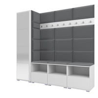 GARDEROBE NELA IX 200 cm (Modulare Flurmöbel Weiß mit Spiegel & Sitzpolster Dunkelgrau 15 Breite Sitzbank) - Dunkelgrau/Silberfarben, Holz/Holzwerkstoff (200/187/40cm) - Ravio