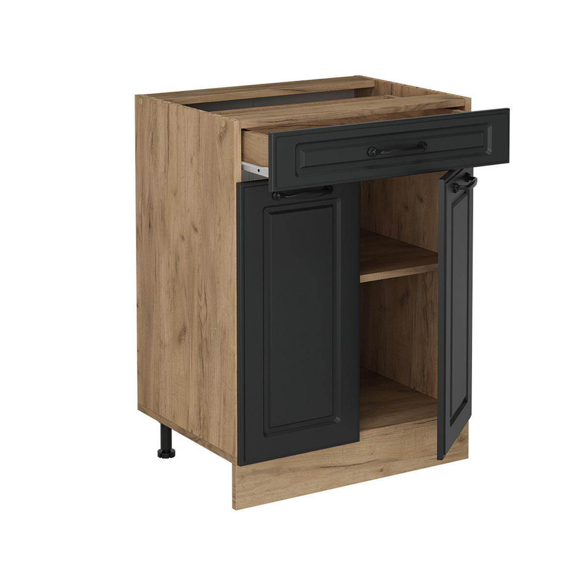 KÜCHENUNTERSCHRANK R-Line Anthrazit Landhaus 60 cm mit Schublade, ohne Arbeitsplatte - Honigeiche/Anthrazit, Holzwerkstoff (60/81.6/46cm) - Vicco