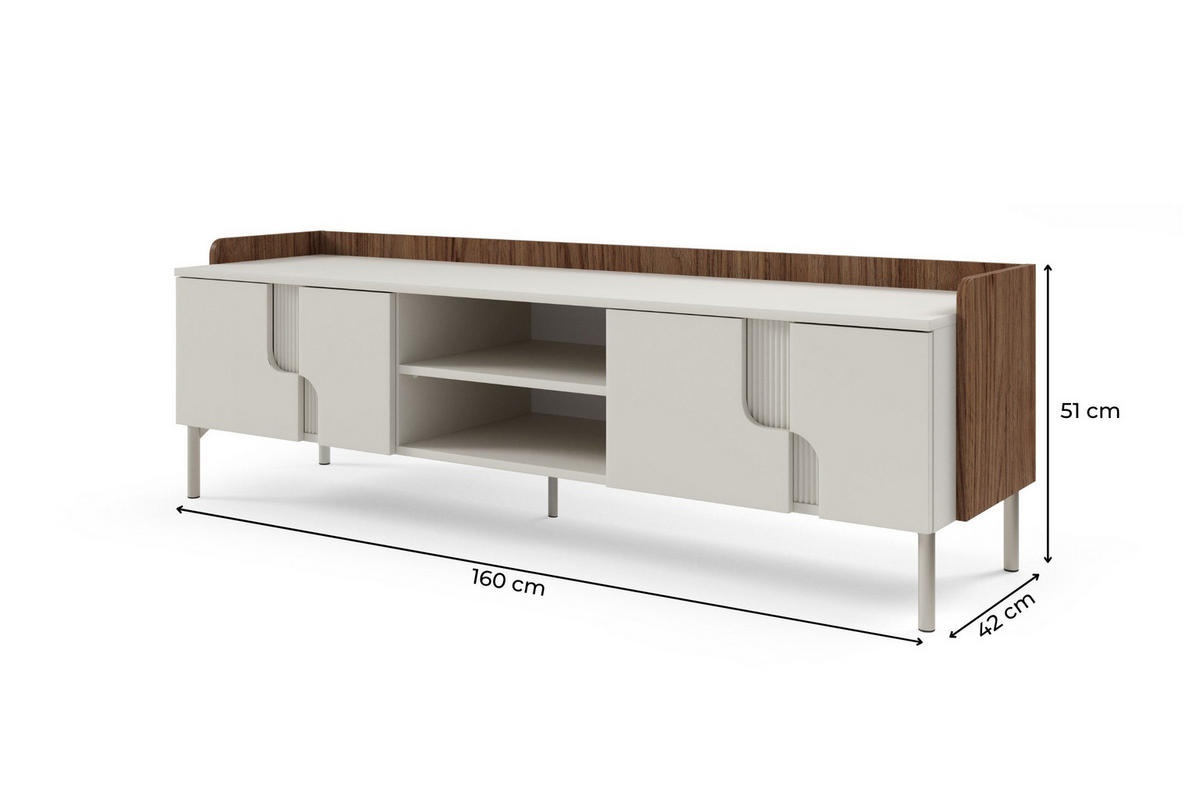 TV-LOWBOARD PAURO 10 160/51/42 cm in Walnuss Alba / Kaschmir - Kaschmir/Walnussfarben, Holzwerkstoff (160/51/42cm) - Deine Möbel 24